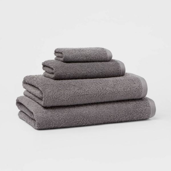 Everyday Bath Towel Dark Gray - Room Essentials™: 100% Cotton, Midweight, Low Lint, Machine Washable