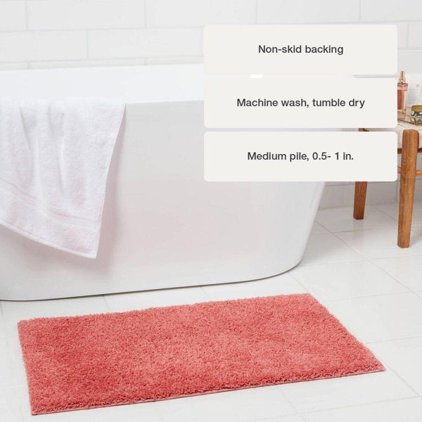 20"x34" Antimicrobial Bath Rug Aqua - Threshold™: Machine Washable, Latex Backed, Tufted Polyester