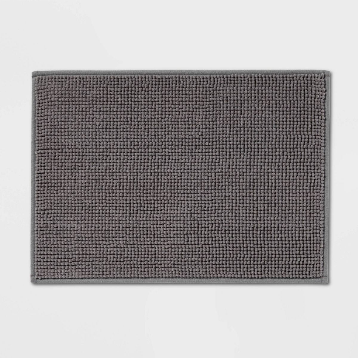 17"x24" Everyday Chenille Bath Rug Black - Room Essentials™: Machine Washable, Tufted Recycled Polyester, Non-Slip Backing