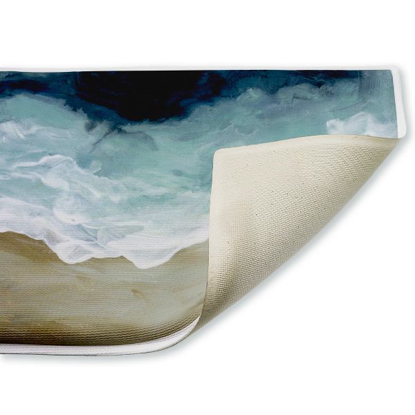 Aerial Beachscape Impression Printed Plush Bathroom Floor Mat, 30" x 18", Made in USA, Ready for Hanging, By Yvette St. Amant