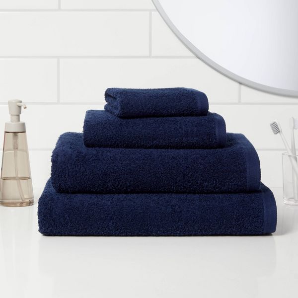 Everyday Bath Towel Navy - Room Essentials™: 100% Cotton, Midweight 450-550 GSM, Machine Washable, OEKO-TEX Certified
