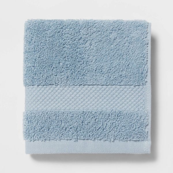 4pc Performance Plus Washcloths Light Blue - Threshold™: Cotton Terry, Fade-Resistant, 550 GSM