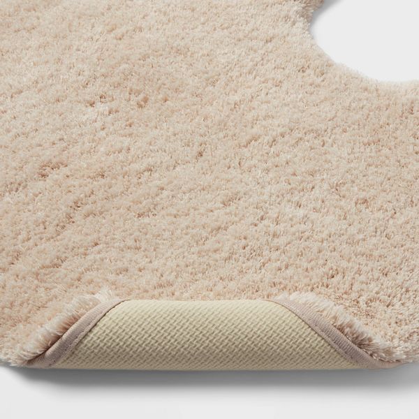 Spa Plush Contour Bath Rug Almond - Threshold™: Luxury High Pile, Non-Skid, Heavyweight, Machine Made, Tufted Design