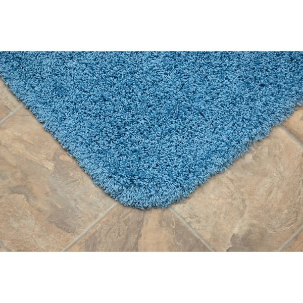 24"x40" Jazz Shaggy Solid Washable Nylon Bath Rug Basin Blue - Garland: Non-Slip, Tufted, Quick-Dry Bath Mat