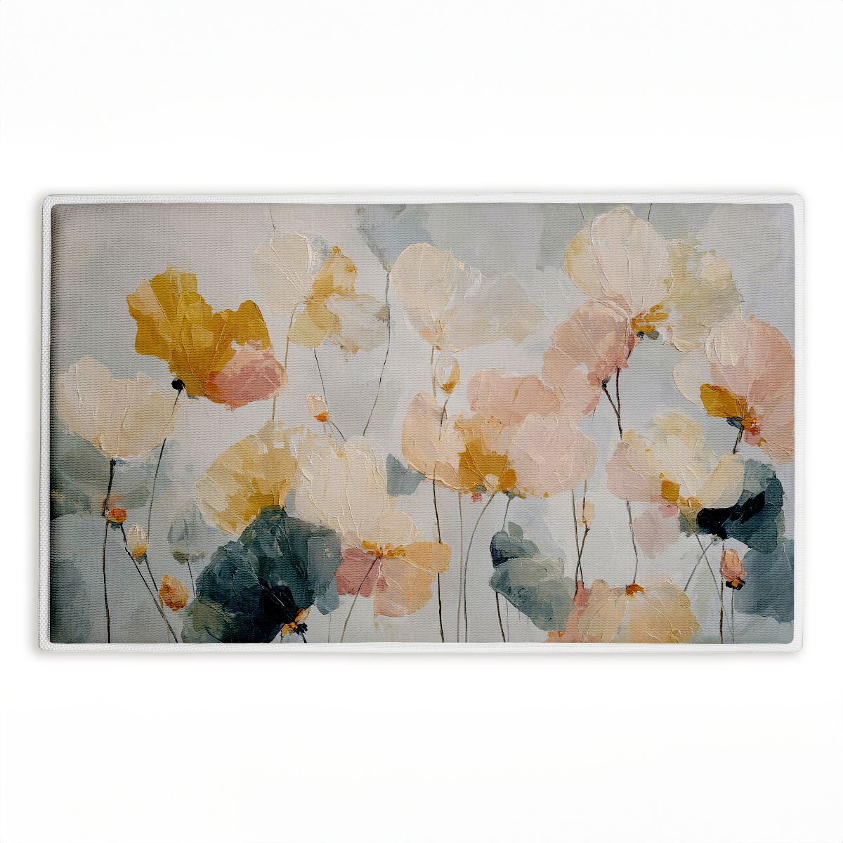 Blossom Abstracts Impression Printed Plush Bathroom Floor Mat, 30" x 18", Made in USA, Ready for Hanging, By Jacky Ngan