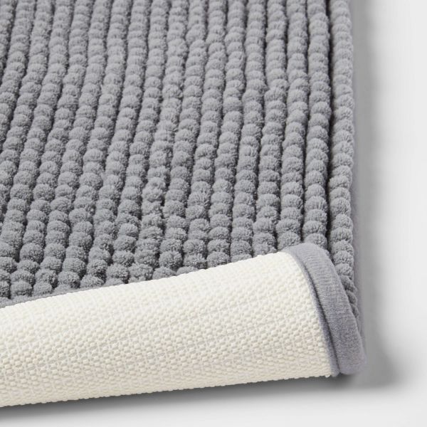 20"x34" Low Chenille Memory Foam Bath Rug Dark Gray - Threshold™: Recycled Polyester, Machine Washable, OEKO-TEX Certified