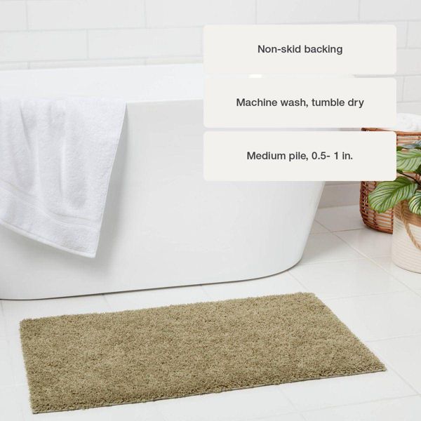 20"x34" Antimicrobial Bath Rug Aqua - Threshold™: Machine Washable, Latex Backed, Tufted Polyester
