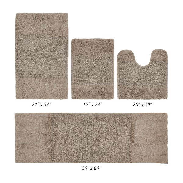 Better Trends Granada 4-PC 100% Cotton Bath Rug Set with Contour Rug & Bath Runner, Non-Slip, 17" x 24", 20" x 20", 21" x 34" & 20" x 60", Beige