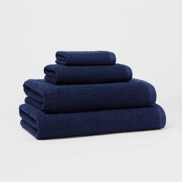 Everyday Bath Towel Navy - Room Essentials™: 100% Cotton, Midweight 450-550 GSM, Machine Washable, OEKO-TEX Certified