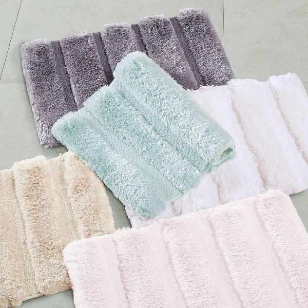 Madison Park 17"x24" Tufted Pearl Channel Solid Bath Rug Beige: Madison : Microfiber, Machine Washable, Non-Slip Backing