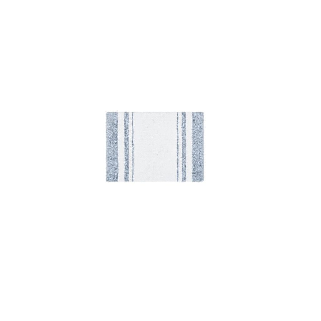 20x30 Inch Reversible Cotton Bath Rug Striped Design Absorbent Luxurious Soft Pile with Loop Border for Bathroom