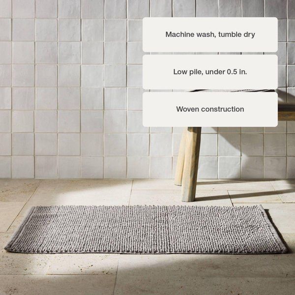 21"x34" Textured Bath Mat Gray - Casaluna™