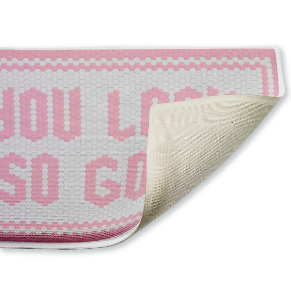 Stupell Industries Baby Pink You Look So Good Printed Plush Bath Mat and Bath Rug, Design By Lettered and Lined, Made in USA, 18"x30"