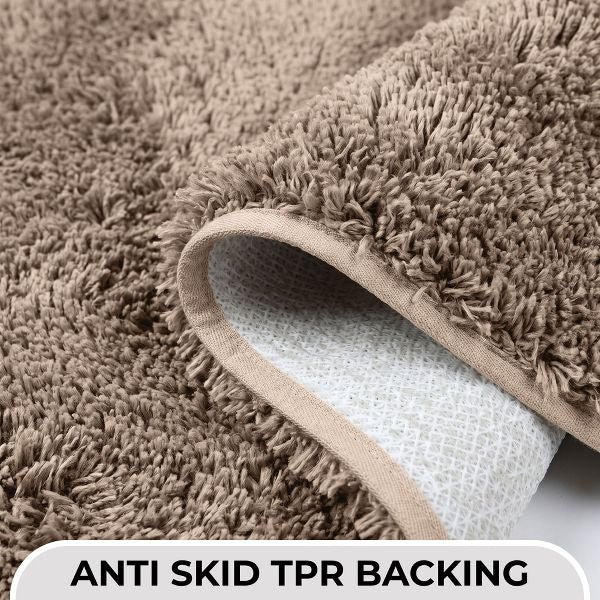 Better Trends Haven 2 Piece Bath Rug Set 100% Polyester Tufted Soft Absorbent Non-Slip TPR Backing Machine Washable, 17" x 24" & 17" x 24", Beige