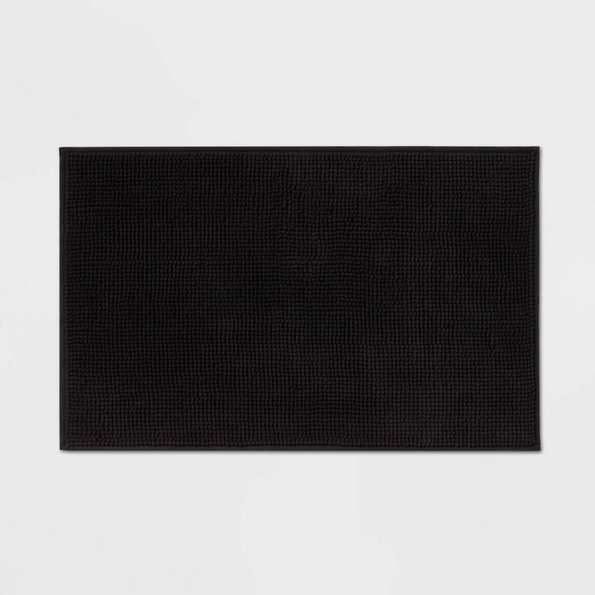 17"x24" Everyday Chenille Bath Rug Black - Room Essentials™: Machine Washable, Tufted Recycled Polyester, Non-Slip Backing