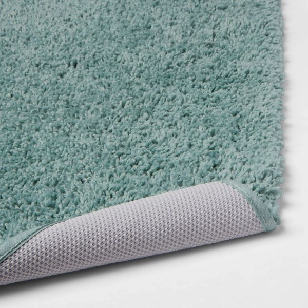 20"x34" Antimicrobial Bath Rug Aqua - Threshold™: Machine Washable, Latex Backed, Tufted Polyester