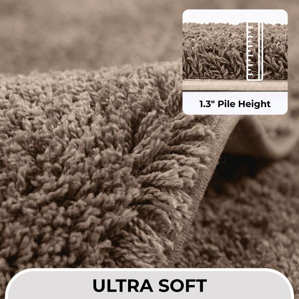 Better Trends Haven 2 Piece Bath Rug Set 100% Polyester Tufted Soft Absorbent Non-Slip TPR Backing Machine Washable, 17" x 24" & 17" x 24", Beige