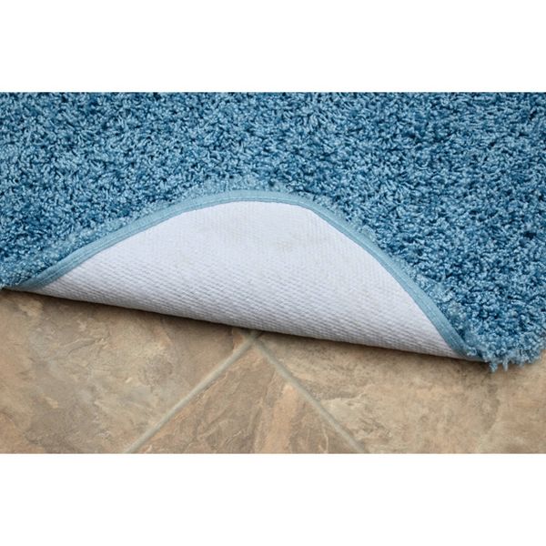 24"x40" Jazz Shaggy Solid Washable Nylon Bath Rug Basin Blue - Garland: Non-Slip, Tufted, Quick-Dry Bath Mat