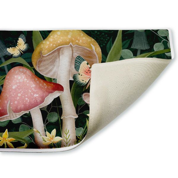 Stupell Industries Midnight Garden Mushrooms Printed Plush Bath Mat and Bath Rug, Design By Nicole Tamarin, Made in USA, 18"x30"
