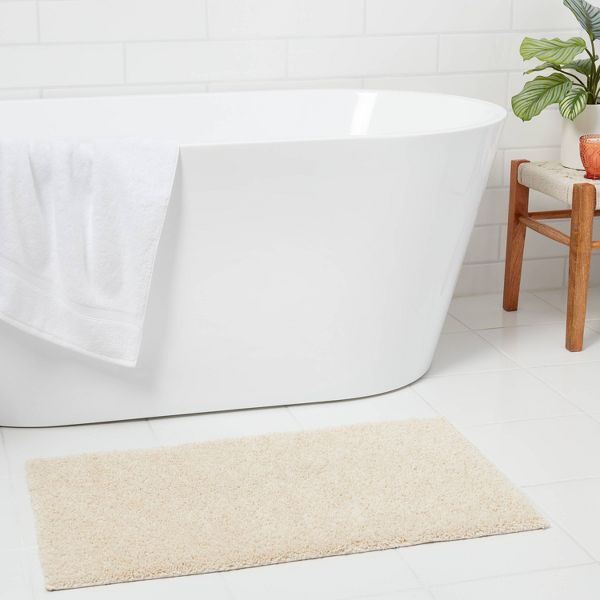 20"x34" Antimicrobial Bath Rug Aqua - Threshold™: Machine Washable, Latex Backed, Tufted Polyester
