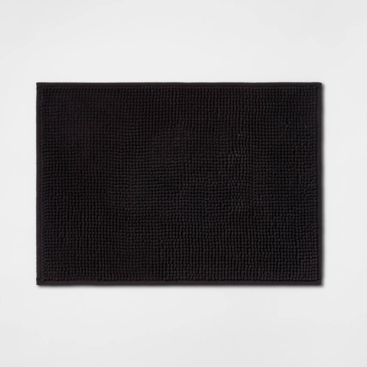 17"x24" Everyday Chenille Bath Rug Black - Room Essentials™: Machine Washable, Tufted Recycled Polyester, Non-Slip Backing