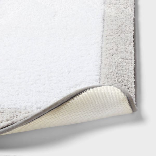 20"x34" Fluffy Border Memory Foam Bath Rug Gray - Threshold™