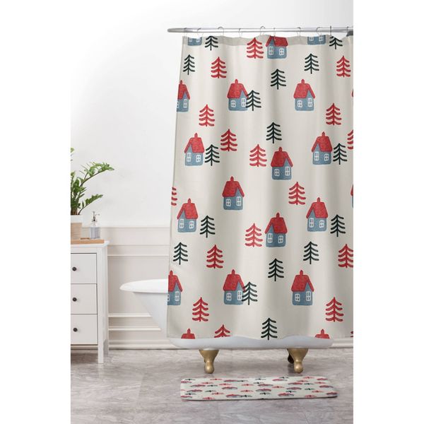 Alisa Galitsyna Christmas Eve Memory Foam Bath Rug White - Deny Designs: Holiday Bathroom Decor, Abstract Microfiber Mat