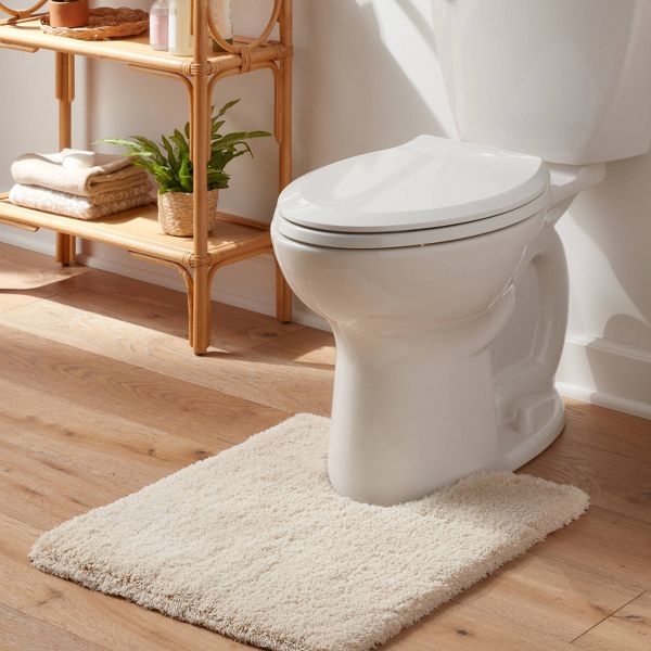 Spa Plush Contour Bath Rug Almond - Threshold™: Luxury High Pile, Non-Skid, Heavyweight, Machine Made, Tufted Design