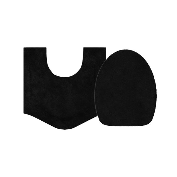 Home Weavers Waterford 100% Cotton Tufted Bath Rug Set, Soft Absorbent Non-Slip Bath Mats, Machine Washable, 2 Piece Set - 18x18, 20x20, Black