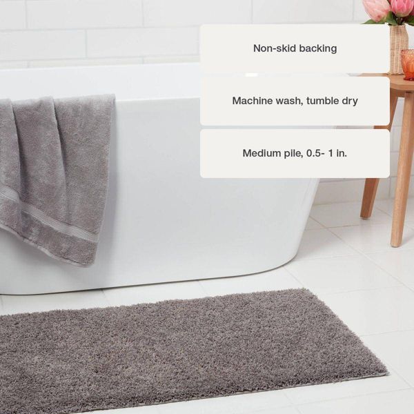 20"x34" Antimicrobial Bath Rug Aqua - Threshold™: Machine Washable, Latex Backed, Tufted Polyester