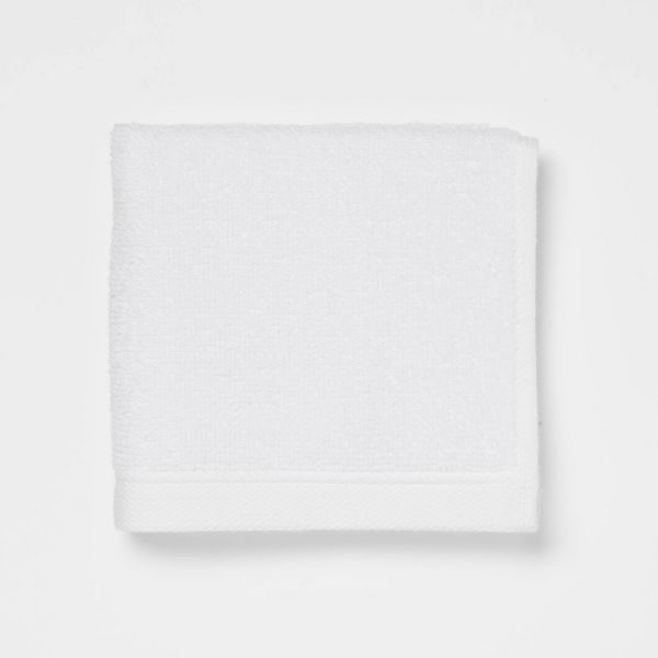 8pk Antimicrobial Washcloth Set White - Room Essentials™: Midweight Cotton Terry, Machine Washable
