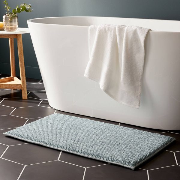 20"x34" Performance Plus Cotton Memory Foam Bath Rug Aqua - Threshold™: Woven, Machine Washable, OEKO-TEX Certified