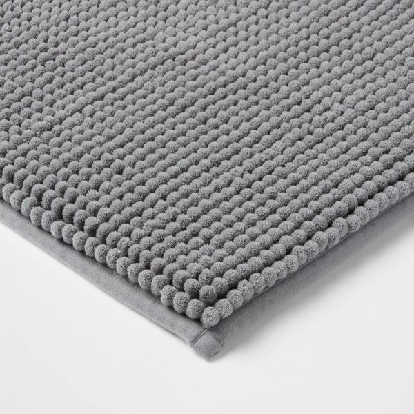 20"x34" Low Chenille Memory Foam Bath Rug Dark Gray - Threshold™: Recycled Polyester, Machine Washable, OEKO-TEX Certified