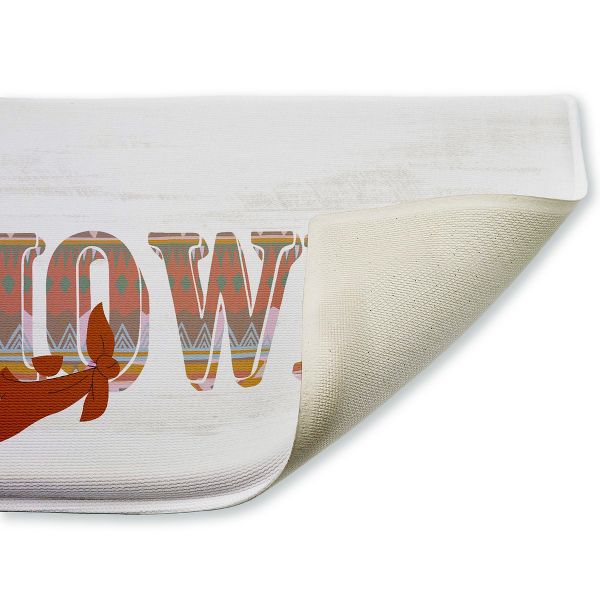 Howdy with Brown Bandana Printed Plush Bathroom Floor Mat, 30" x 18", Made in USA, Ready for Hanging, By Kim Allen