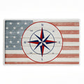 Nautical Flag with Compass Printed Plush Bathroom Floor Mat, 30" x 18", Made in USA, Ready for Hanging, By Kim Allen