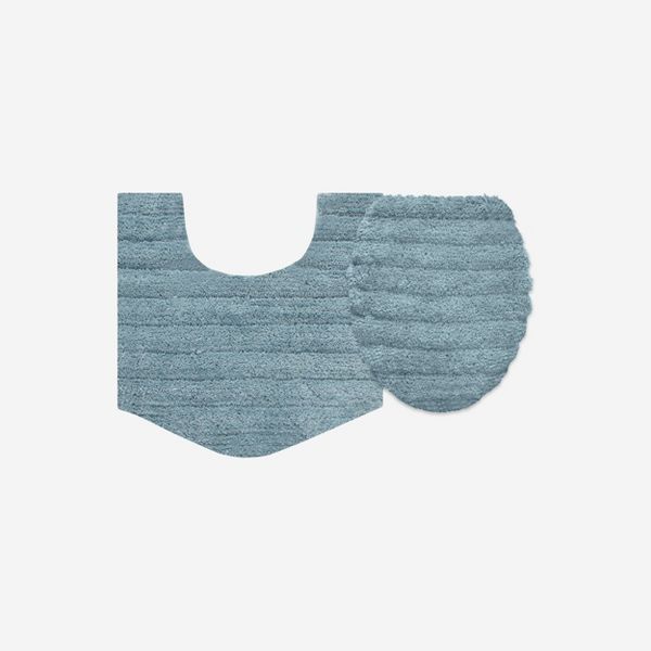 Elegance 2 Piece Bathroom Rug Set, Plush Quick-Dry Microfiber Bath Mats, Washable, Rubber Backing, 20x20 Contour, 18x18 Lid Cover, Blue