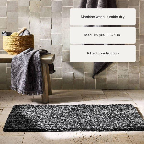 21"x34" Organic Melange Reversible Bath Rug Black - Casaluna™