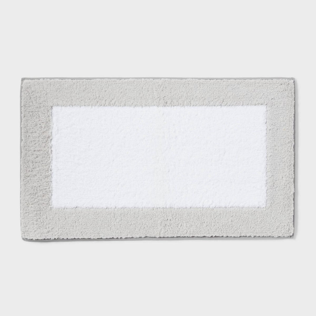 20"x34" Fluffy Border Memory Foam Bath Rug Gray - Threshold™