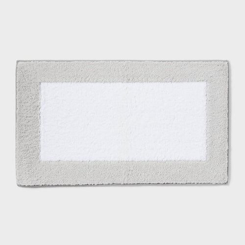 20"x34" Fluffy Border Memory Foam Bath Rug Gray - Threshold™