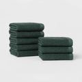 8pk Antimicrobial Washcloth Set Dark Green - Room Essentials™: Cotton Terry, Midweight, Machine Washable, Oeko-Tex Certified