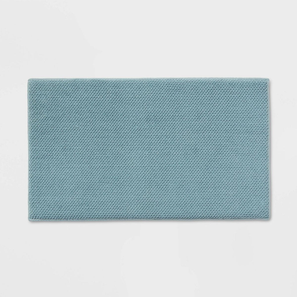 20"x34" Performance Plus Cotton Memory Foam Bath Rug Aqua - Threshold™: Woven, Machine Washable, OEKO-TEX Certified
