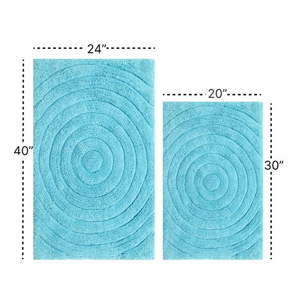 Knightsbridge Stylish And Comfortable Traditional Echo Design 2 PC Cotton Bath Rug Set 20"x30" & 24"x40" Stone