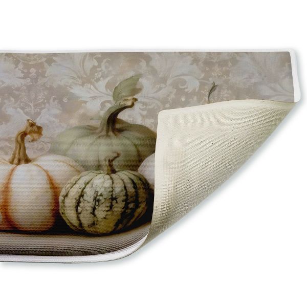 Pastel Pumpkins & Gourds Harvest Printed Plush Bathroom Floor Mat, 30" x 18", Made in USA, Ready for Hanging, By Arlington Prints