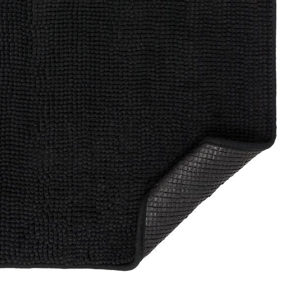 17"x24" Everyday Chenille Bath Rug Black - Room Essentials™: Machine Washable, Tufted Recycled Polyester, Non-Slip Backing