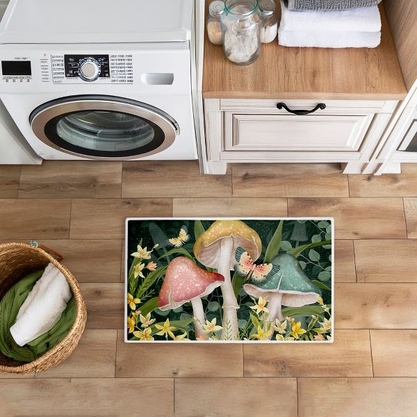 Stupell Industries Midnight Garden Mushrooms Printed Plush Bath Mat and Bath Rug, Design By Nicole Tamarin, Made in USA, 18"x30"